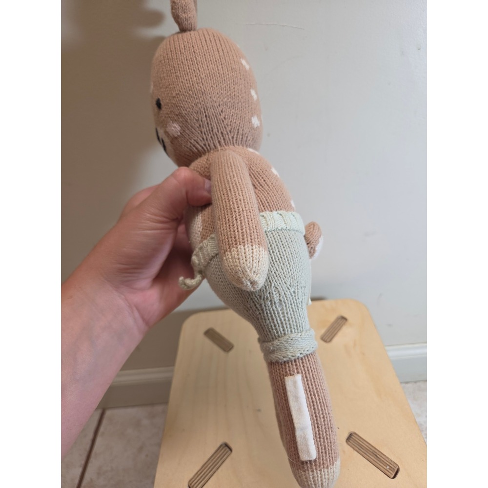 Cuddle + Kind ELLIOT Hand Knit Plush Doll Tan Brown 14 Inch Peru - Picture 2 of 6